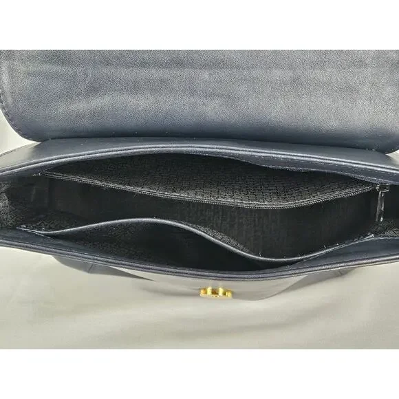 LANCEL VINTAGE BLACK LEATHER SHOULDER BAG – FRONT FLAP – MADE IN ITALY 10"x8"x4" - Picture 9 of 16